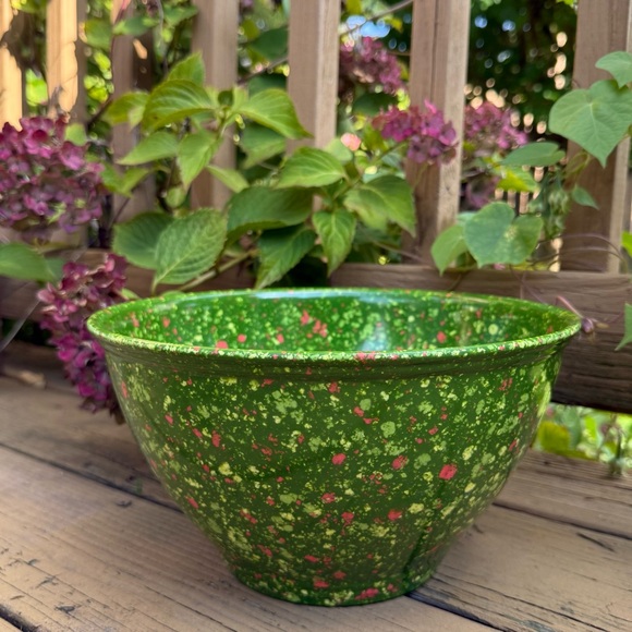 Rachel Ray Confetti Melamine Plastic Green Mixing Bowl Retro Splatter 5.5” x 10” - Picture 1 of 13